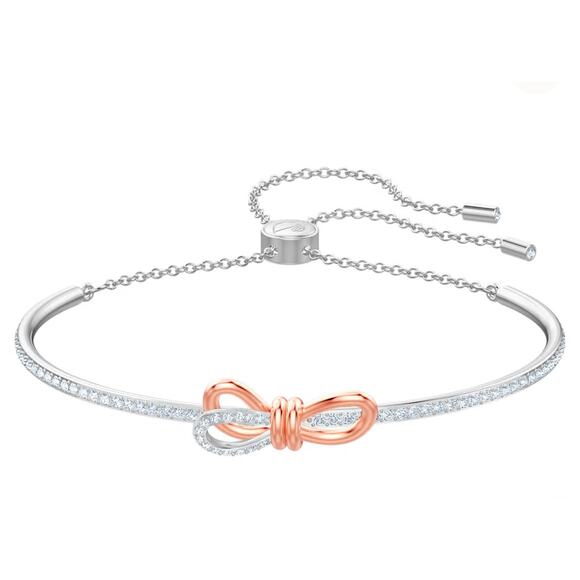 Swarovski Lifelong Bow bangle Bow, White, Mixed metal finish*NEW in box - Picture 1 of 4